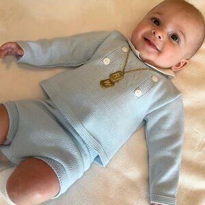 Baby Blue Knit Outfit Set